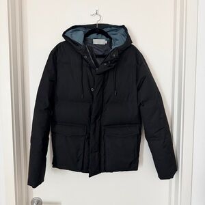 Vince. Men's Black Hooded Puffer Jacket